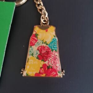 Lilly Pulitzer Keyring‎ "Oh Shift" Heritage Floral Gold Tone New with Tags